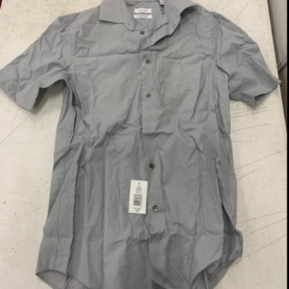 NEW Calvin Klein Mens Short Sleeve shirt regular fit small 14/14.5 grey - Picture 1 of 2